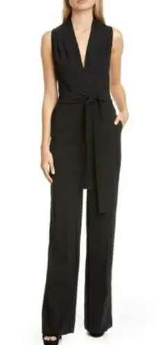 Lela Rose Fluid Crepe Vneck Sleeveless Jumpsuit 18 AS IS