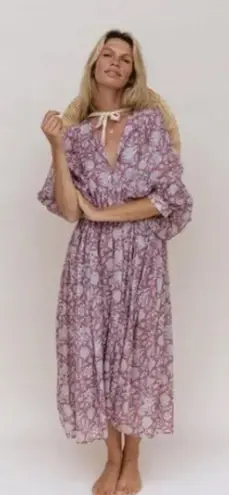 Daughters of India Kyra Midi Dress Floral Musk Sz M Pink Size M