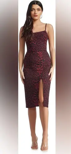 Dress the Population Shaireen Leopard Print Midi Dress Size L NWT Bodycon