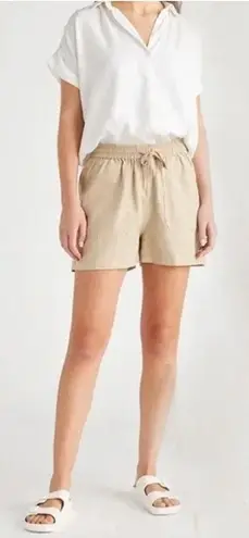 Quince 100% Linen Shorts Womens L Beige Tan Beachy Ethically Woven Coastal Size L