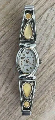 Catalina Ladies Watch Vintage Teardrop Stainless Stretch Bracelet Silver Dial