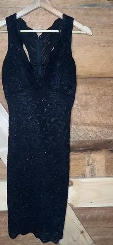 Jump Black Glitter Sparkly Lace V Neck Racerback Sheath Dress size 7/8 Formal - Image 5