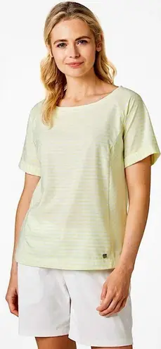 Helly Hansen Sunny Lime Stripes Quick Dry Boatneck Short Sleeve Top Size M
