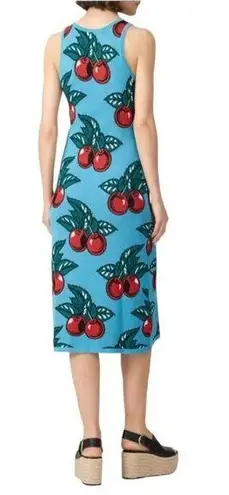 Replica Los Angeles Dress Women Large Blue And Red Knit Cherry Print Midi Sheath