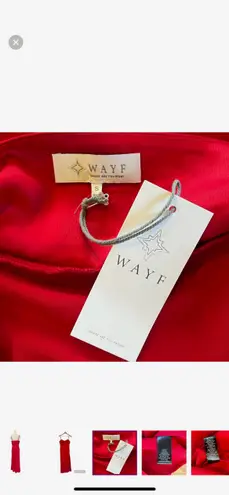WAYF Red Satin Maxi Cocktail Dress