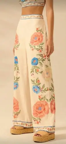 Women’s boho tropical Flower print casual pants Orange Size M