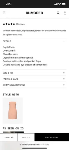 Rumored Black Embellished Trim Blazer