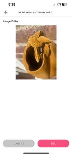 Merit Womens Yellow Corduroy Open Tie Strap Tote Bag 90s style Tan