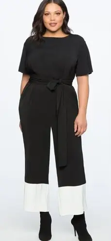 Eloquii NEW wide leg jumpsuit short sleeve white trim, 14