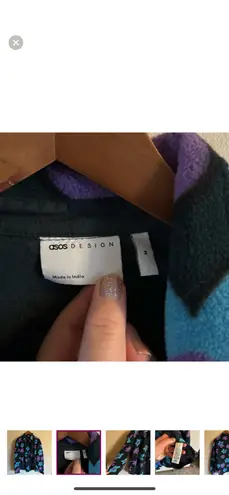 ASOS  design | retro floral print button down fleece shacket - Image 2