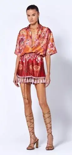 Alexis 🆕  Emotion Floral Shirt Dress in Orange Blossom Sz L