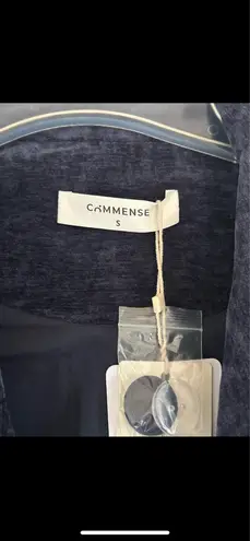 Commense navy Velvet Elegant Shift Button Blazer Small Blue