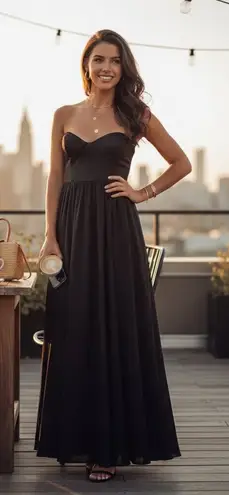 Fame and Partners The Ambrose Strapless Dress Gown in Black Size 2 NWT