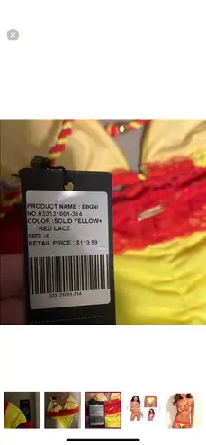 Relleciga Brand New Lace Bikini Yellow Red