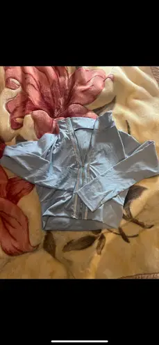 1X Baby Blue Zip Up Polyester Sweat Suit Size L