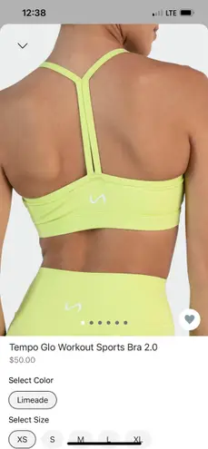 TLF Sports Bra Yellow Size M