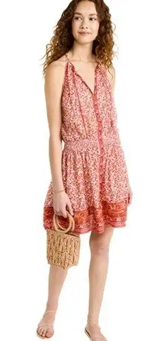 Poupette St. Barth NWT Laurie Beaded Abstract Mini Dress in Pink Mistral Medium