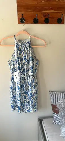 Blue Allover Print Halter Neck Romper Size Small/4