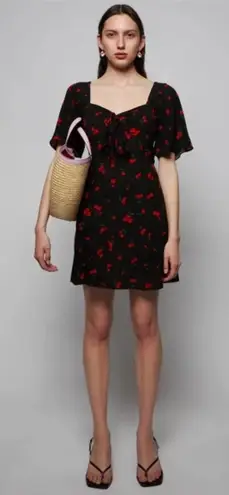 HVN Black Cherry Print Emily Sweetheart Mini Dress Size 2