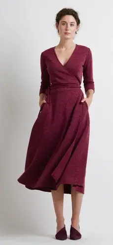 Christine Alcalay Wrap Sweater Dress in Wine Burgundy Size Small Red
