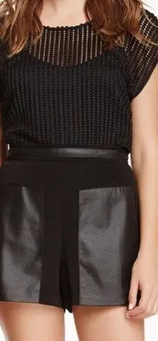 BCBG BCBGeneration Faux Leather Panel Patch Pocket High Waisted Shorts Black Size 8