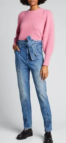 A.L.C. Luke High Waisted Paper Bag Denim Pants in Light Indigo