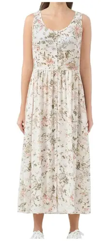 Frye Floral Button Front Midi Dress XXL Boho Cottagecore Tiered Rayon