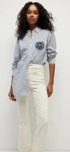 Veronica Beard Carson Jeans Ankle Flare High Rise Ecru Ivory Size 26 US 2