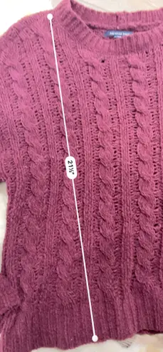 American Eagle Chenille Maroon Red Cable Knit Sweater