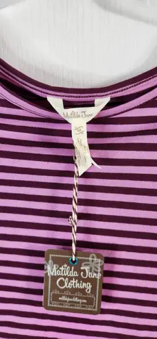 Matilda Jane Women Round Of Applause Purple Striped Tee Size M. 2796