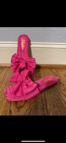 Malibu Pink Terry Cloth Bow Sandals/Shoes Size 7