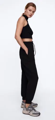 ZARA Black High Waist Joggers Trousers Pants