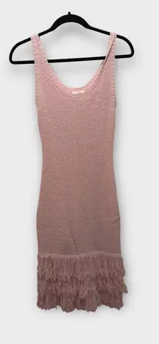 Able Los Angeles Pink Ethical Fringe Knit Dress Tank Top Sleeveless Size Small S