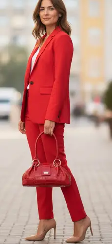 Vintage Isabella Adams Elegant Red leather croc style bag. Size undefined