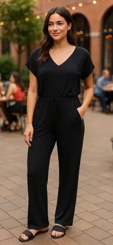 Soft Surroundings Black Jumpsuit Relaxed Fit Size Medium Tall