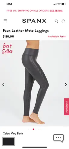 Spanx Faux Leather Moto Leggings