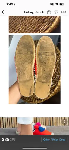 Anthropologie Soludos  Unique Coco Pompom Espadrille Mules 7.5