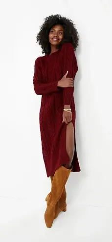 Tuckernuck NWT Hyacinth House Maddox in Maroon Cable Knit Midi Sweater Dress M