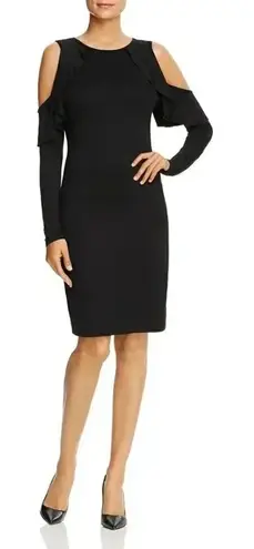 Three Dots Black Long Sleeve Cold Shoulder Sheath Dress SMALL