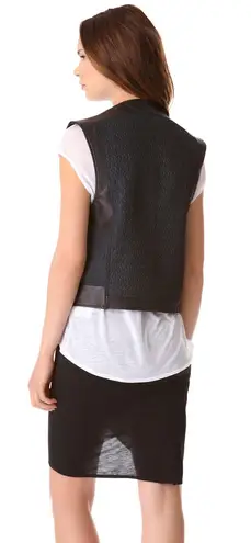 Helmut Lang women’s peak jacquard cropped leather moto biker vest size P