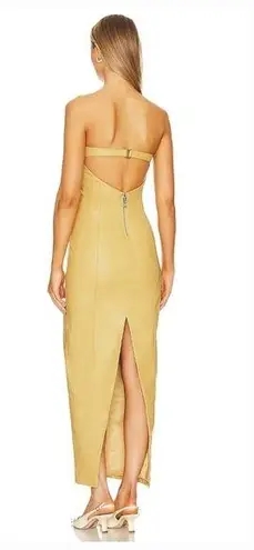 Camila Coelho Bruna Faux Leather Maxi Dress in Citrine