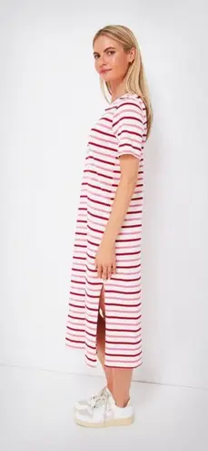 Pomander Place Gio Stripe Short Sleeve Long Maxi Dress Red Pink Small S