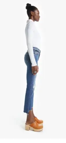 MOTHER THE INSIDER CROP STEP CHEW WASH DANCING ON COALS Hi Rise Kick Flare Ankle Blue Size 25
