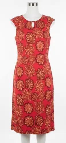 Ombre Dress Red Orange Floral Keyhole Sheath 12 Vibrant Summer Vintage 2000s Y2K