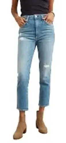 AMO Chelsea Crop Jeans Desire Wash Women's Size 26 High Rise Distressed Denim Blue