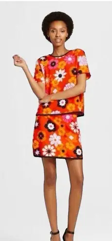 Victoria Beckham ★ NWOT for Target Retro Skirt - Orange Floral ★