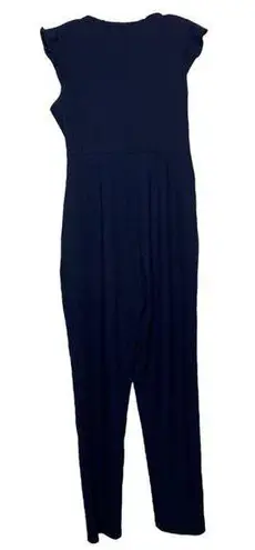 Cupcakes and Cashmere Jumpsuit Navy Blue Button Top Cap Sleeves Women Size 4 NWT