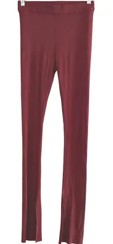 The Range Ribbed Slit Hem Leggings Women's Burgundy Fitted Casual Small lounge