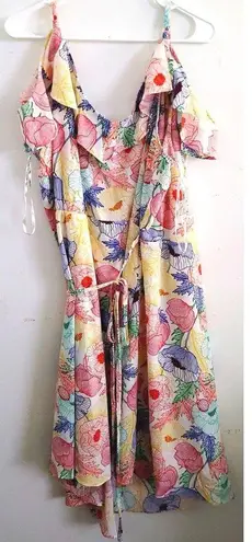 City Chic Etched Poppy Floral Print Wrap Dress Plus Large 20