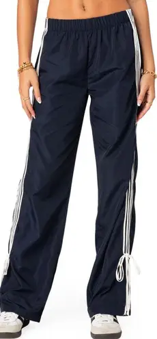 Edikted Remy Tie Detail Track Pants in Navy